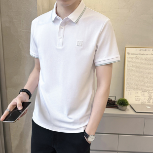 新款 款 白色POLO衫 棉短袖 冰丝衣0325k 士潮牌修身 春夏男t恤2026夏季