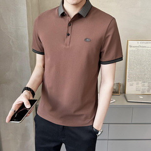 新款 士棉翻领高端夏装 冰丝修身 polo衫 0325k 短袖 春夏男t恤2026夏季