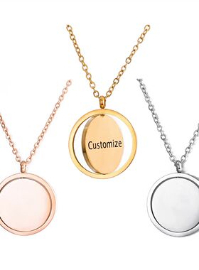 25mm Stainless Steel Rotatable Round Necklaces Customized