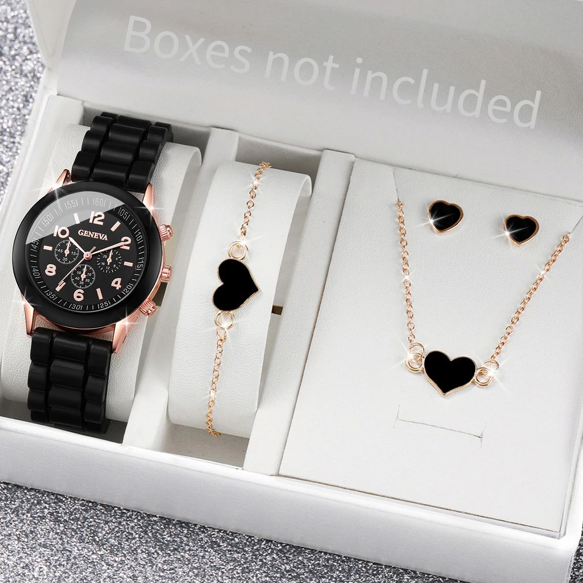 5/6PCS Women Watches Fashion Silicone Band Women Quatz