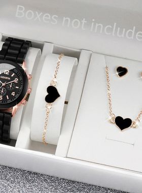 5/6PCS Women Watches Fashion Silicone Band Women Quatz