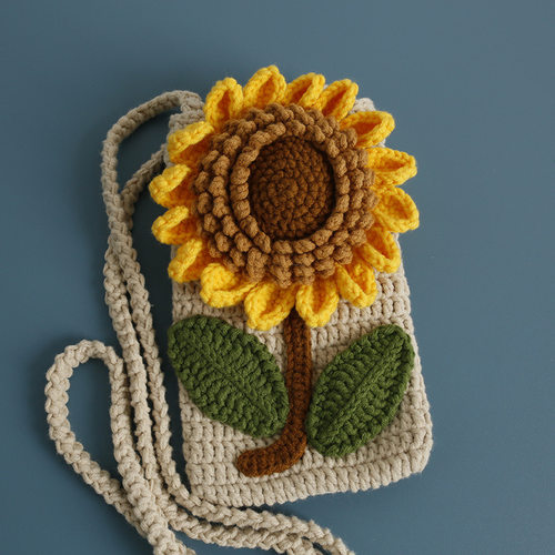 Sweet Sunflower Slung Mobile Phone Bag Weaver Wool