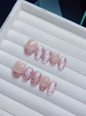 10Pcs/Set Pess On Acylic Ice Cat's Eye Handmade Fake Nails