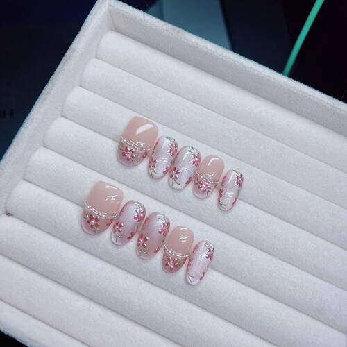 10Pcs/Set Pess On Acylic Ice Cat's Eye Handmade Fake Nails