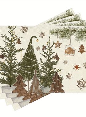 4/6pcs Chistmas e Snowflake Sta Pine Banch Placemats, 12x18