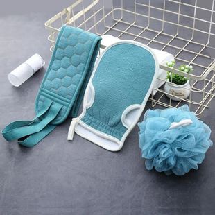 Set Bath Glove 3pcs Brush Scrubber Shower Exfoliating Body