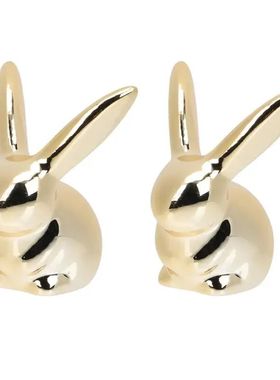 2Pcs Easter Bunny Golden Ceramic Bunny Easter Ornament