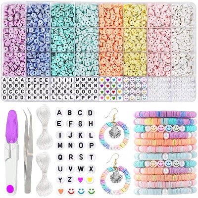 3860Pcs Macarons color Polymer Clay Beads Set Flat Chip