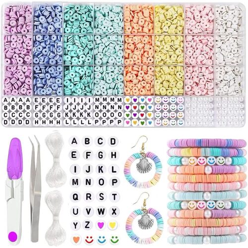 3860Pcs Macarons color Polymer Clay Beads Set Flat Chip