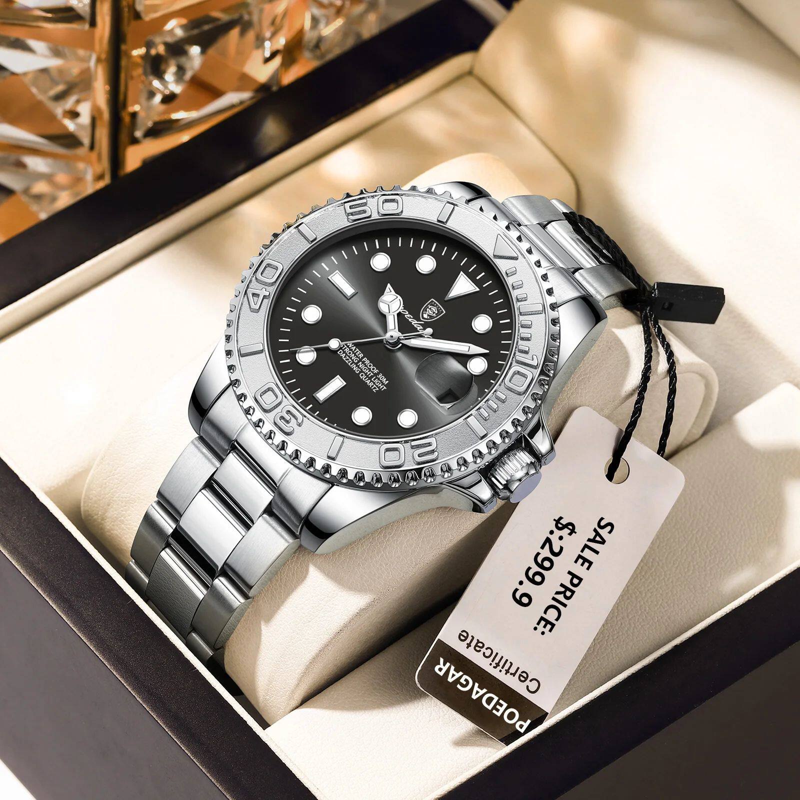 POEDAGAR Top Luxury Man Watch Waterproof Luminous Date Men