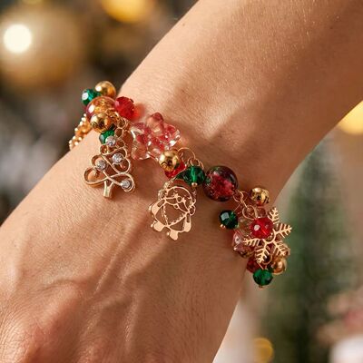 Vintage Chistmas e Santa Snowflake Beaded Bacelet fo Women