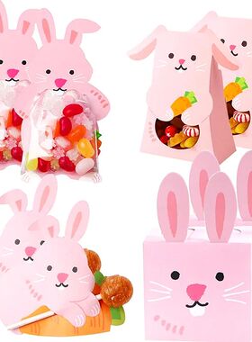 Easter Bunny Candy Bag Cute Rabbit Lollipop Cards Chocolate