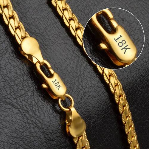 18K Gold/Silver Color 6mm Full Sideways Necklace 8/18/20/24