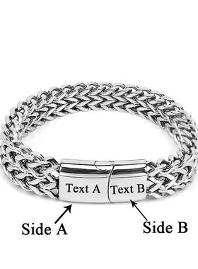 Text Name Men Stainless Steel Bracelets Double Cuban Chain