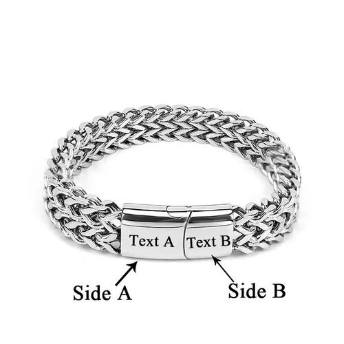 Text Name Men Stainless Steel Bracelets Double Cuban Chain