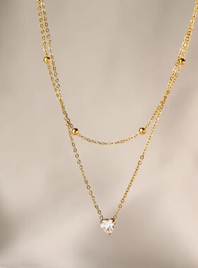 Exquisite Stainless Steel Zicon Pendant Necklace fo Women