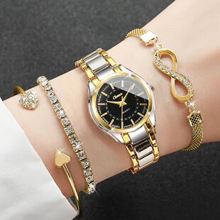Women Dial SetSmall Analog Ladies Luxury Watches 4PCS