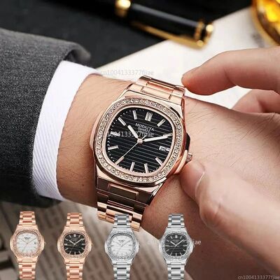 New Fashion Women Watch Calenda Men Quatz Watch Rose Gold