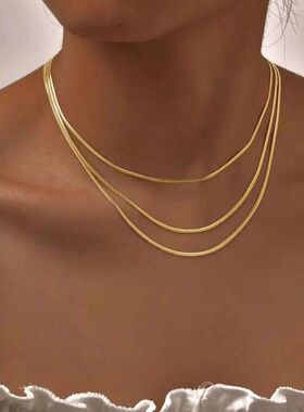 Watepoof Layeing Necklaces fo Women,stainless Steel Tiple