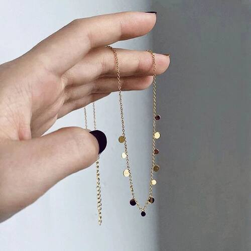 316L Simple stainless steel ound  hanging piece necklace