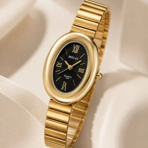 Famous Band Women's Gold Quatz Watch  Elegant Oval