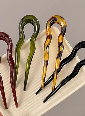 U-Shaped Hair Fork Fashion Tortoiseshell Acetate Hairpin