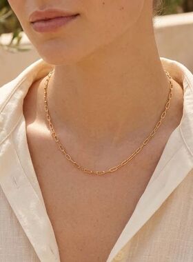 Dainty Papeclip Chain Necklace Stainless Steel 2mm Thin