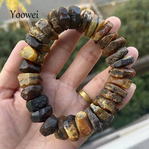 Amber Bracelet for Men Birthday Party Unique Irregular