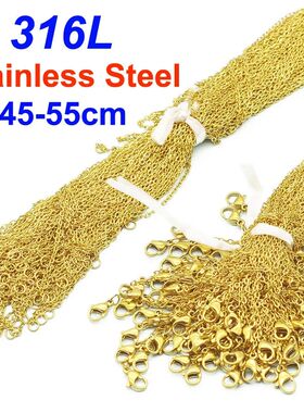 100pcs/lot Neve Fade 40-55cm Cable Link Rolo O Chain 316L