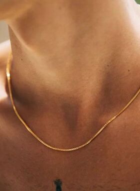 1.2mm Simple Stainless Steel Box Chain Necklace Gold Color