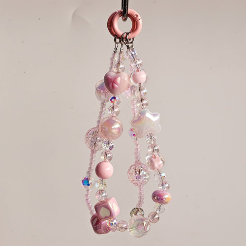 Woo Creative Color Bead Bow Hand-painted Mobile Phone Chain