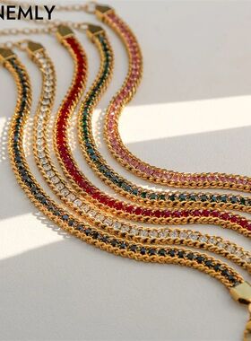GANEMLY 316L Stainless Steel Sparkling Zircon Bracelet