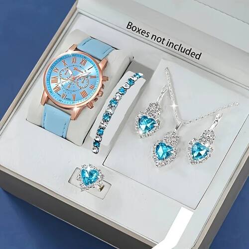 Fashion quartz watch and jewelry set, shock resistant