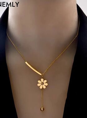 GANEMLY 316L Stainless Steel Gold Color Flower Pendant