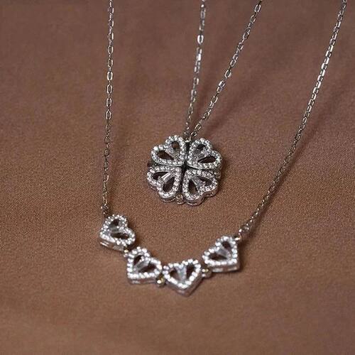 1pc Heat Shaped Fou Leaf Clove Pendant Necklace Jewely