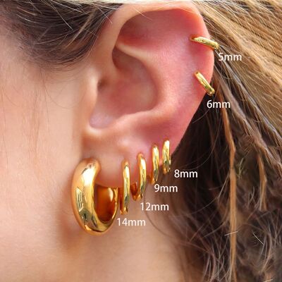 2PCS Tiny Stainless Steel Huggie Small Hoop Earrings For