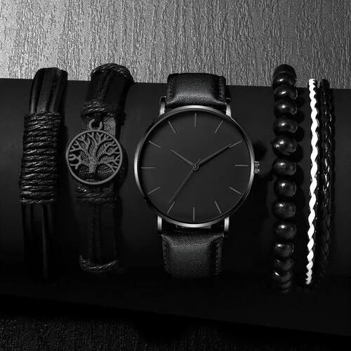 5PCS Set Fashion Mens Spots Watches Man Business Quatz