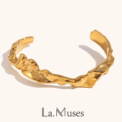 La. Muses Irregular Wrinkle Open Stainless Steel Women's