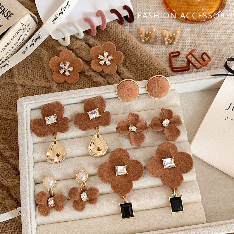 Processing Earrings Autumn And Winter Flocking Plush