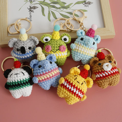 Creative Wool Crocheted Pendant Cute Cartoon Animation Key