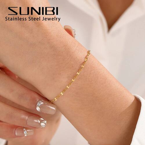 Stainless Steel Bracelet for Woman Simple Shiny Chain