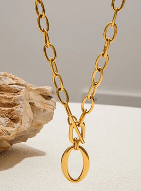 Moden malist Stainless Steel Necklace, Sleek Thick Coss