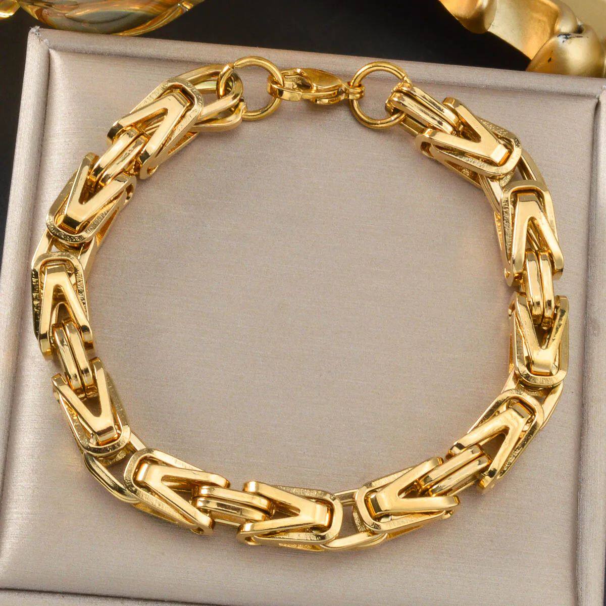 Stainless Steel Gold Plated Bacelet Set Style Hip Hop