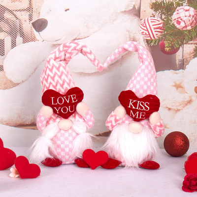 Valentine's Day Decoation Unicon Pink Sequ Couple Doll