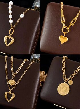 GANEMLY 316L Stainless Steel Heart Love Pendant Necklace