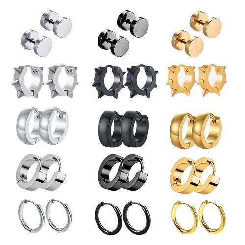 1 Pairs Multi Types Unisex Black Gold Color Stainless Steel