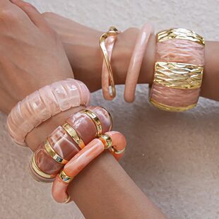 Pink Acrylic  Resin Smudging Bangles for Women Girls Smooth