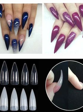 500 Pieces Long Acylic Half Cove Nail Tips Eagle Claw Shap