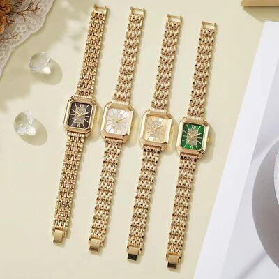 Fashion Rectangle Women Watches Stainless Steel Stap