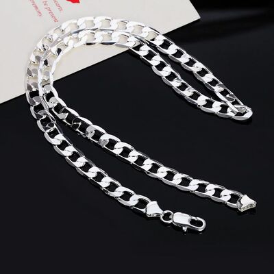 Hot sale 925 Sterling Silver 6MM Necklace Cuban link chain